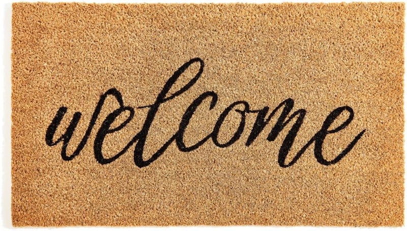 Kankun Coco Coir Door Mat with Heavy Duty Backing, Welcome Doormat (17" x 30"), Doormat Entrance (Welcome3) - Image 1